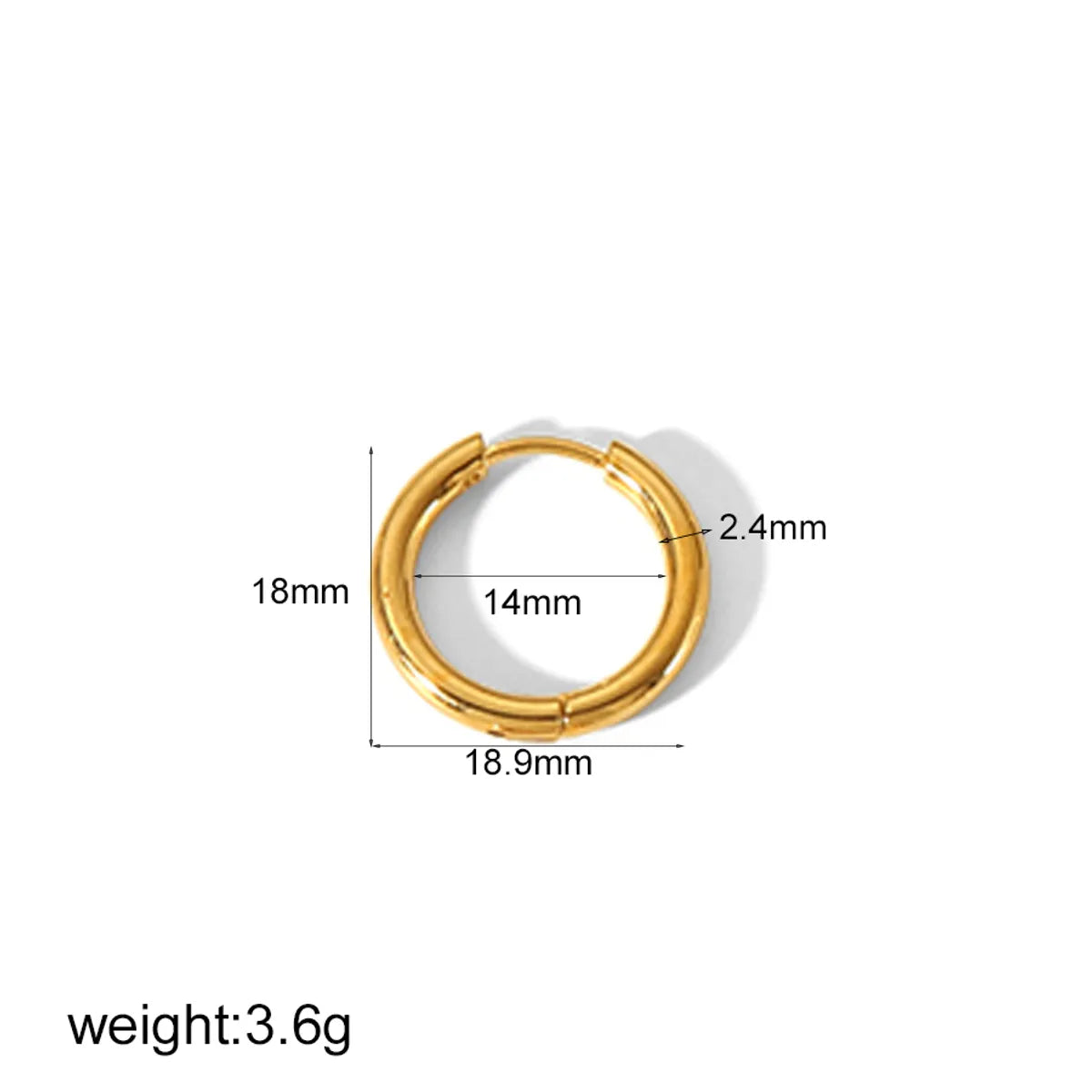 1 Piece IG Style Geometric Circle Plating 304 Stainless Steel 18K Gold Plated Hoop Earrings