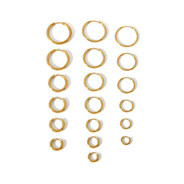 1 Piece IG Style Geometric Circle Plating 304 Stainless Steel 18K Gold Plated Hoop Earrings