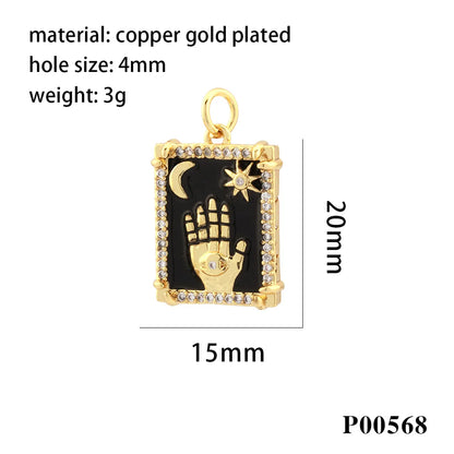 1 Piece Ig Style Hip-Hop Hand Copper Enamel Inlay Pendant Jewelry Accessories