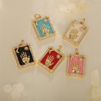 1 Piece Ig Style Hip-Hop Hand Copper Enamel Inlay Pendant Jewelry Accessories