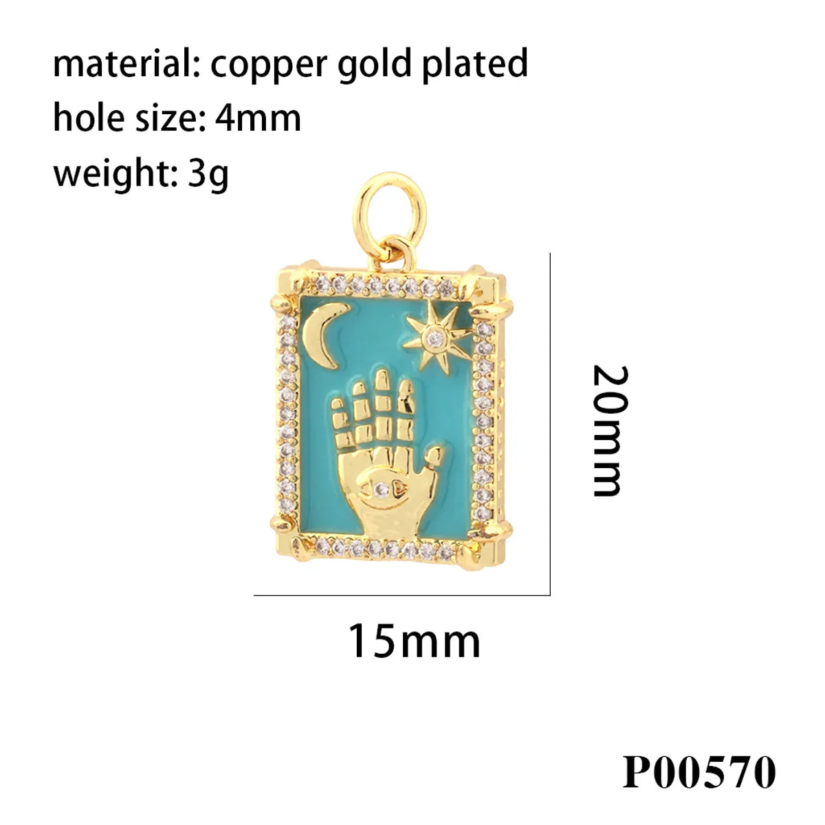 1 Piece Ig Style Hip-Hop Hand Copper Enamel Inlay Pendant Jewelry Accessories