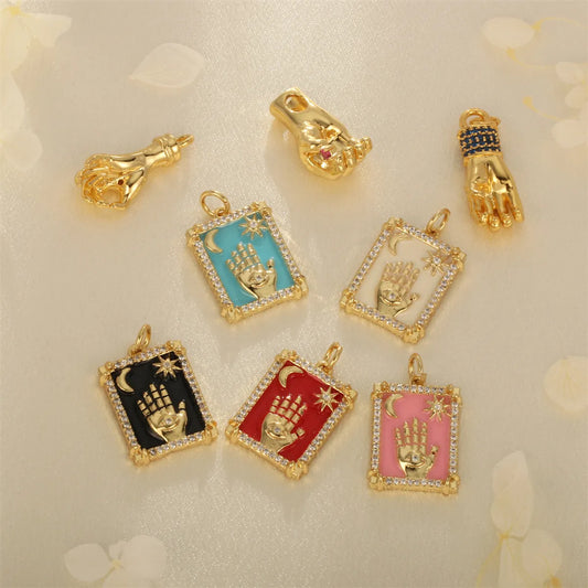 1 Piece Ig Style Hip-Hop Hand Copper Enamel Inlay Pendant Jewelry Accessories