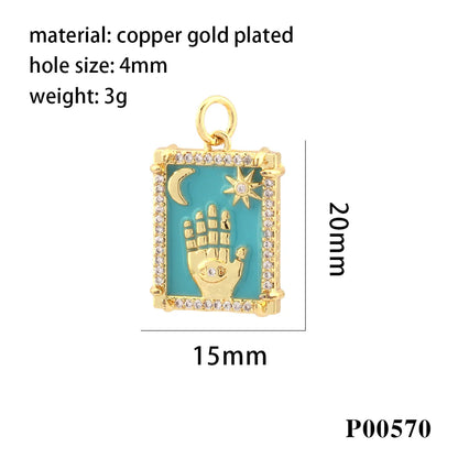 1 Piece Ig Style Hip-Hop Hand Copper Enamel Inlay Pendant Jewelry Accessories