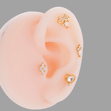 1 Piece Ig Style Korean Style Heart Shape Plating Inlay Stainless Steel Zircon 18k Gold Plated Ear Studs