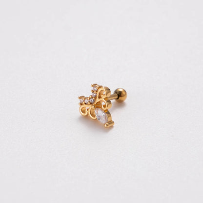 1 Piece Ig Style Korean Style Heart Shape Plating Inlay Stainless Steel Zircon 18k Gold Plated Ear Studs