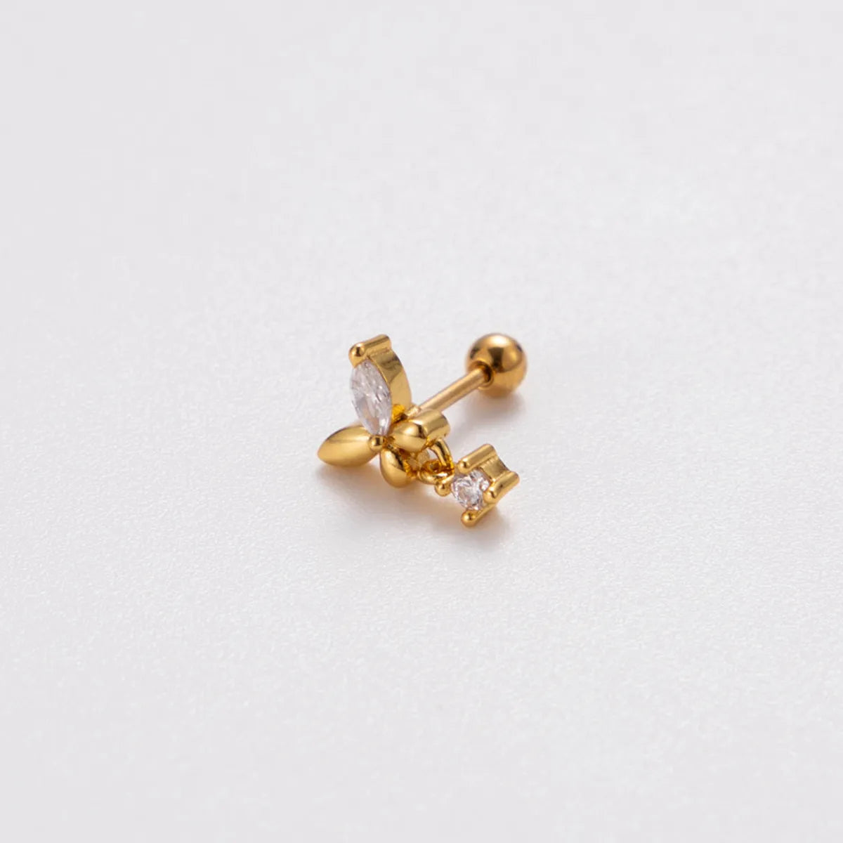 1 Piece Ig Style Korean Style Heart Shape Plating Inlay Stainless Steel Zircon 18k Gold Plated Ear Studs