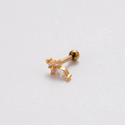 1 Piece Ig Style Korean Style Heart Shape Plating Inlay Stainless Steel Zircon 18k Gold Plated Ear Studs