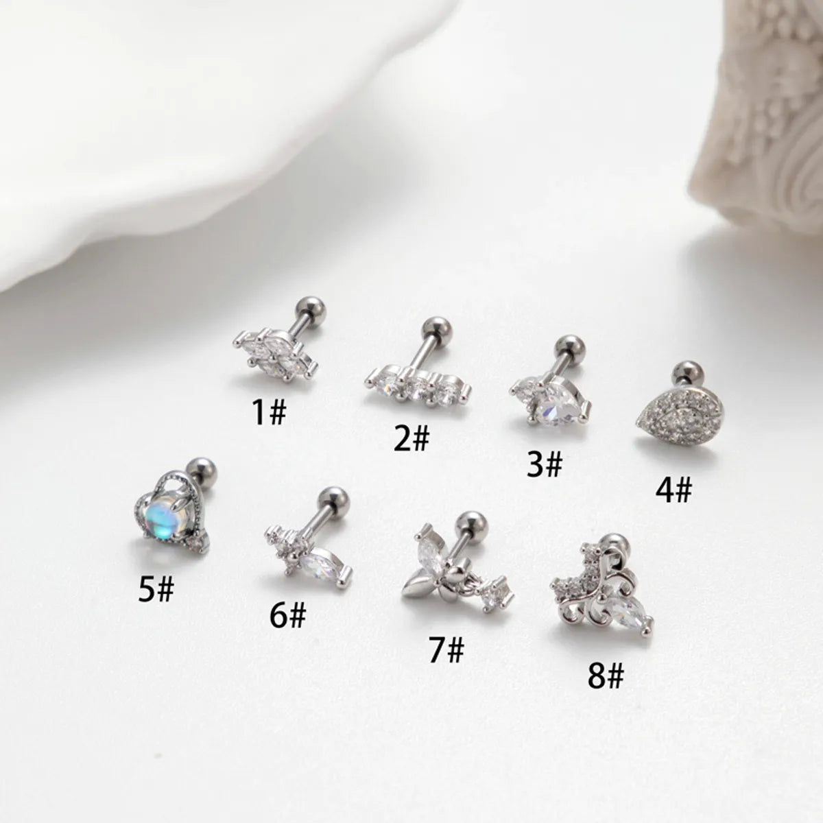 1 Piece Ig Style Korean Style Heart Shape Plating Inlay Stainless Steel Zircon 18k Gold Plated Ear Studs