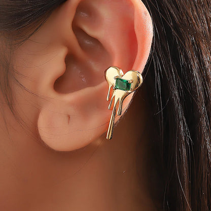 1 Piece Ig Style Korean Style Irregular Heart Shape Plating Inlay Copper Zircon Gold Plated Ear Cuffs