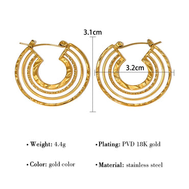 1 Piece Ig Style Retro U Shape Plating Stainless Steel 18k Gold Plated Hoop Earrings