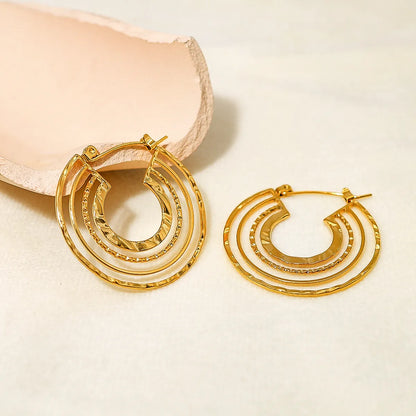 1 Piece Ig Style Retro U Shape Plating Stainless Steel 18k Gold Plated Hoop Earrings