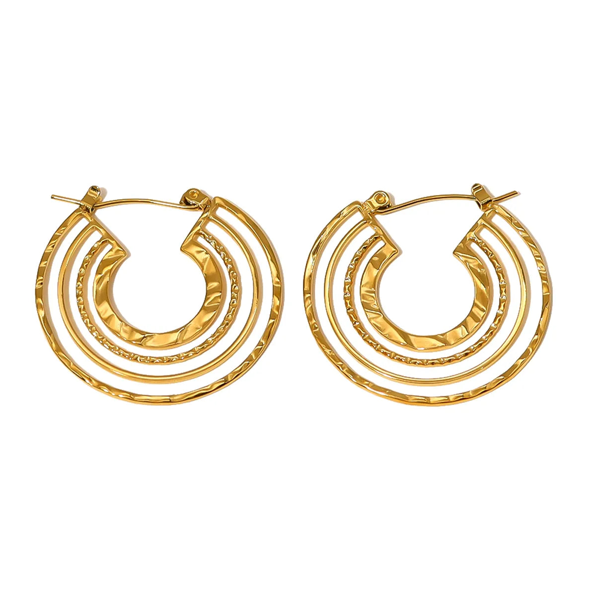 1 Piece Ig Style Retro U Shape Plating Stainless Steel 18k Gold Plated Hoop Earrings