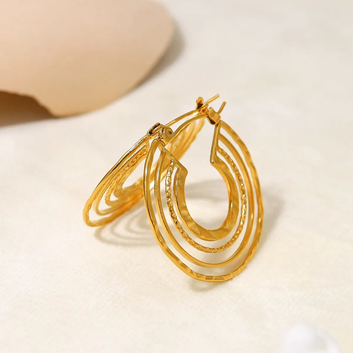 1 Piece Ig Style Retro U Shape Plating Stainless Steel 18k Gold Plated Hoop Earrings