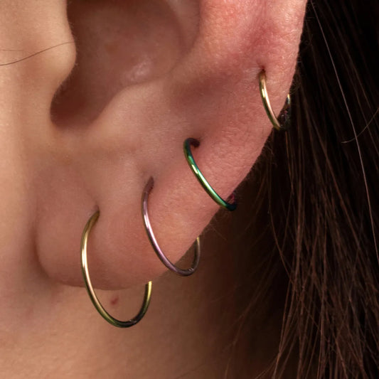 1 Piece Ig Style Round Colorful Plating Stainless Steel Hoop Earrings