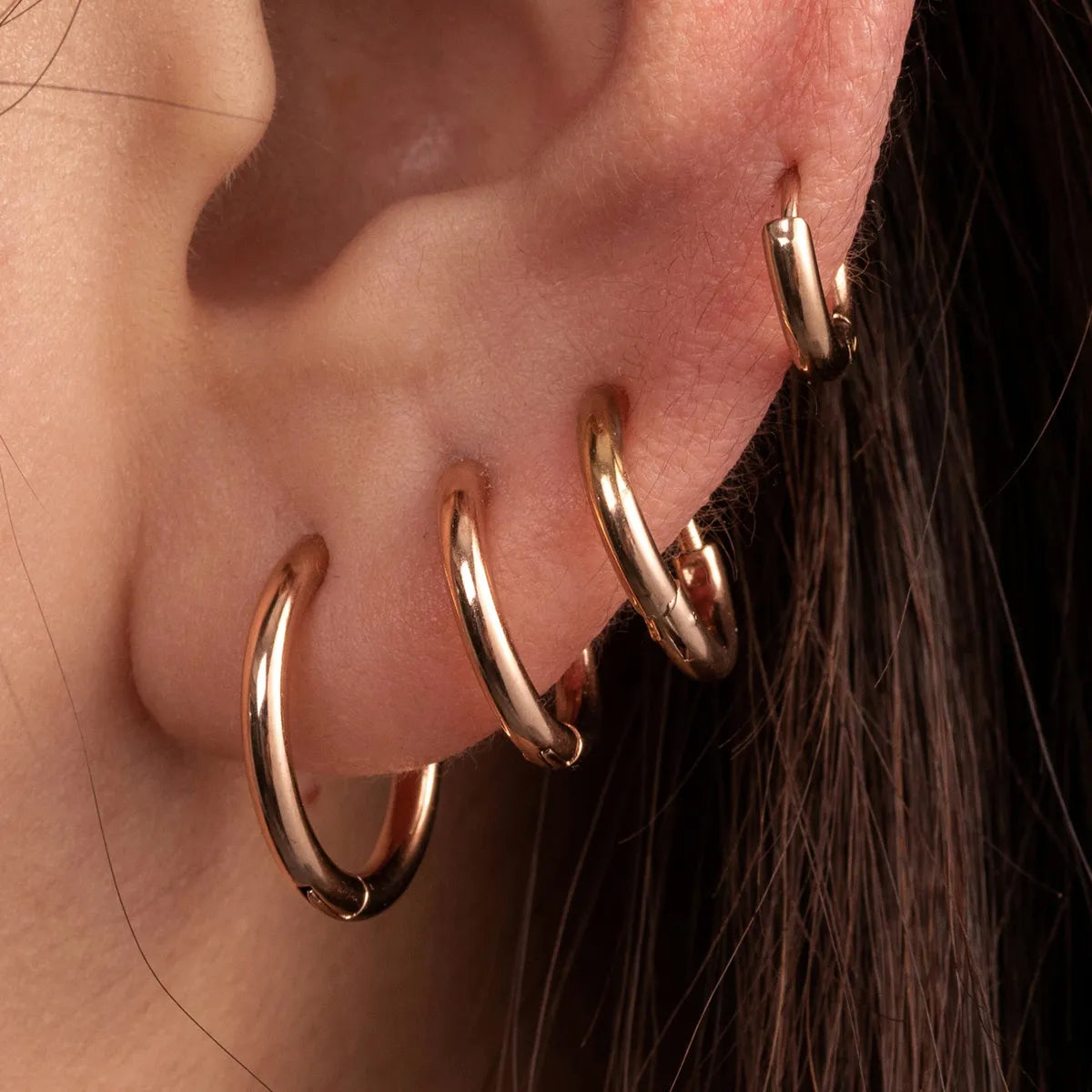 1 Piece Ig Style Round Stainless Steel Hoop Earrings