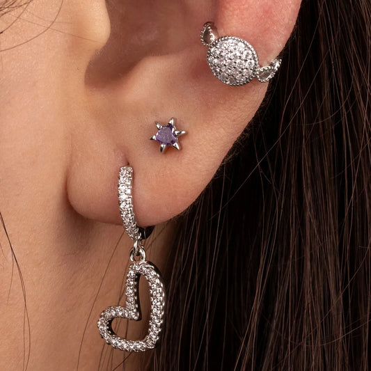 1 Piece Ig Style Round Star Heart Shape Copper Zircon Drop Earrings Ear Cuffs Ear Studs