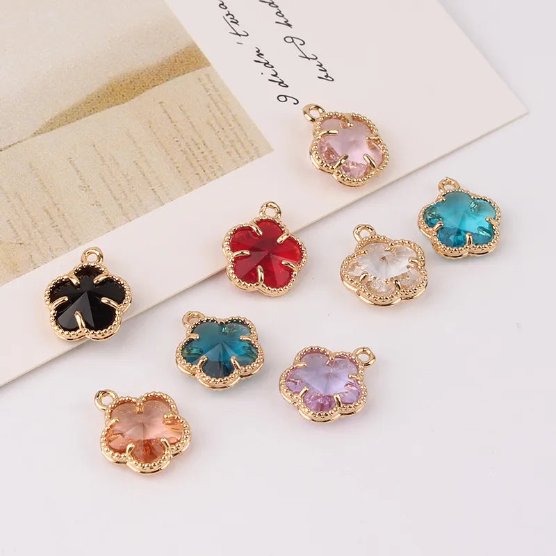 1 Piece Ig Style Shiny Flower Copper Inlay Pendant Jewelry Accessories