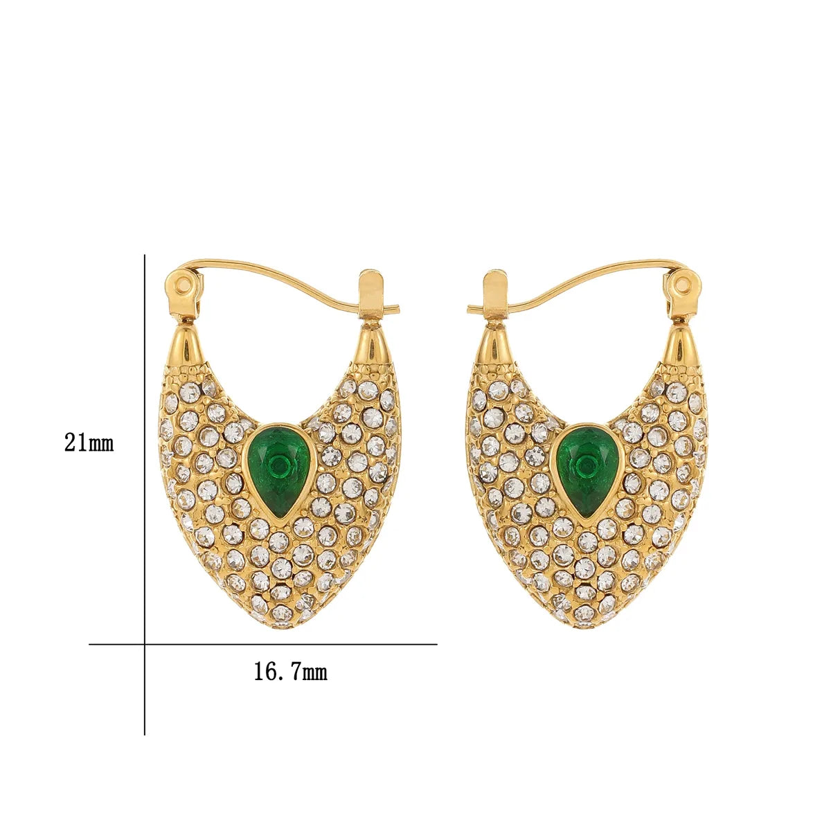 1 Piece IG Style Shiny Geometric Water Droplets Inlay 304 Stainless Steel Zircon Gold Plated Earrings