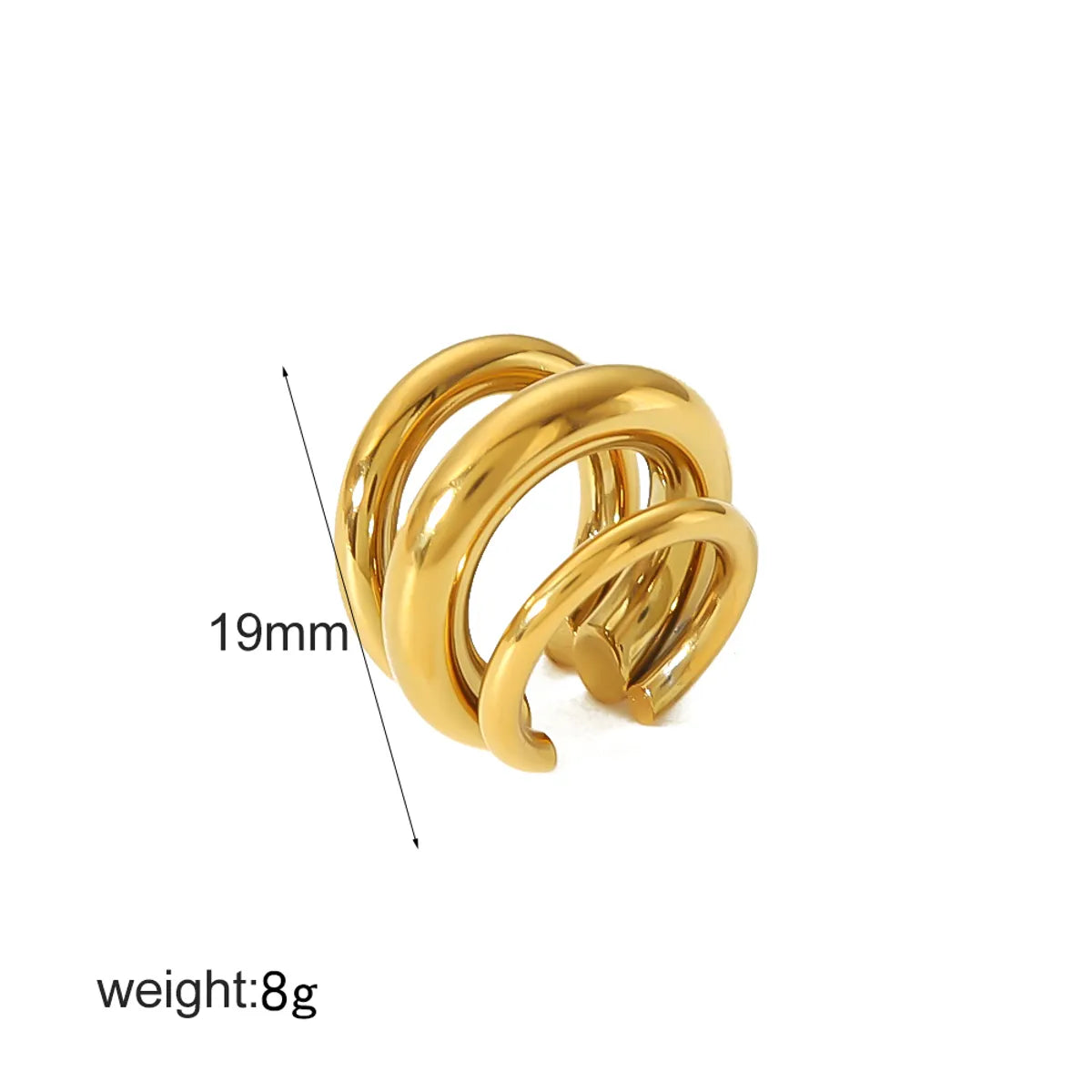 1 Piece IG Style Simple Style C Shape Geometric Polishing Plating 304 Stainless Steel 18K Gold Plated Ear Cuffs