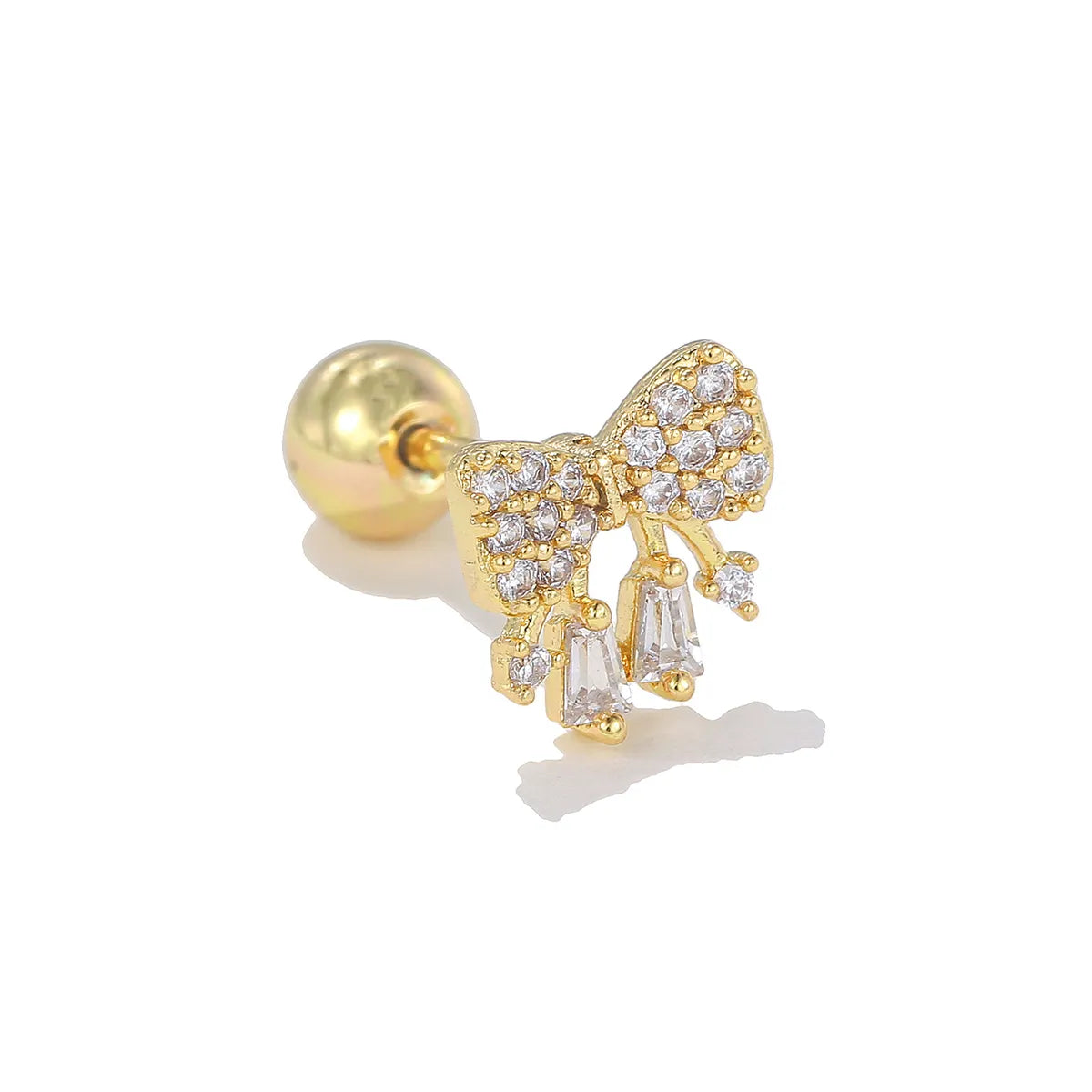 1 Piece Ig Style Simple Style Geometric Animal Plating Inlay Brass Zircon 18k Gold Plated White Gold Plated Ear Studs