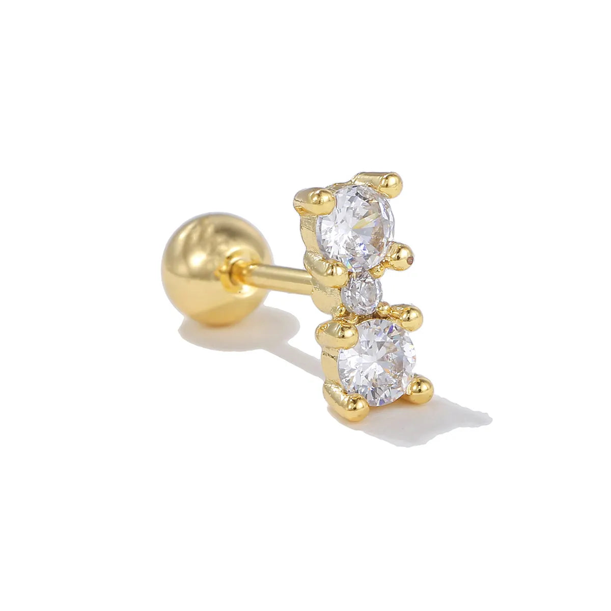 1 Piece Ig Style Simple Style Geometric Animal Plating Inlay Brass Zircon 18k Gold Plated White Gold Plated Ear Studs