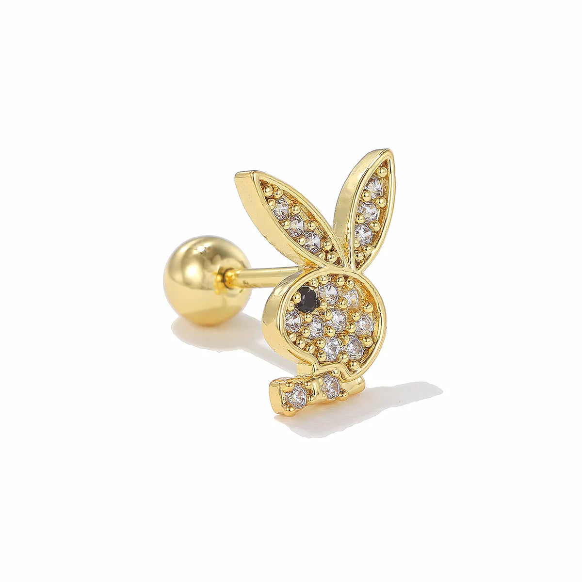 1 Piece Ig Style Simple Style Geometric Animal Plating Inlay Brass Zircon 18k Gold Plated White Gold Plated Ear Studs