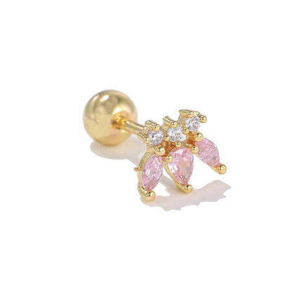 1 Piece Ig Style Simple Style Geometric Animal Plating Inlay Brass Zircon 18k Gold Plated White Gold Plated Ear Studs