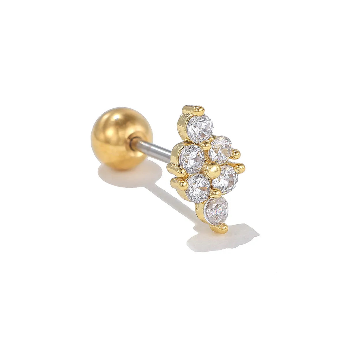 1 Piece Ig Style Simple Style Geometric Animal Plating Inlay Brass Zircon 18k Gold Plated White Gold Plated Ear Studs