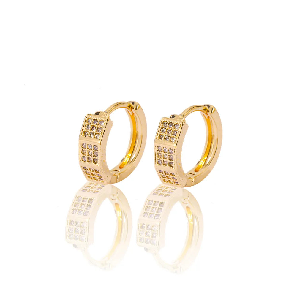 1 Piece IG Style Simple Style Geometric Inlay Copper Zircon Earrings