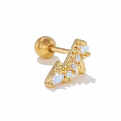 1 Piece Ig Style Simple Style Geometric Plating Inlay Brass Zircon 18k Gold Plated White Gold Plated Ear Studs