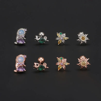 1 Piece Ig Style Simple Style Geometric Plating Inlay Brass Zircon 18k Gold Plated White Gold Plated Ear Studs