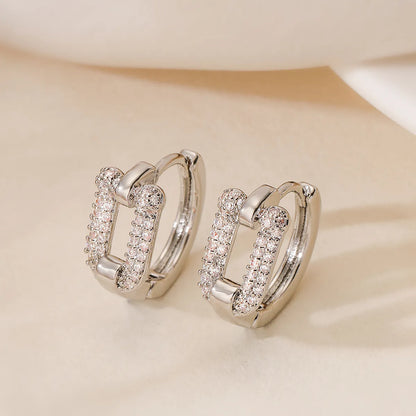 1 Piece Ig Style Simple Style Geometric Plating Inlay Copper Zircon Earrings