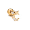 1 Piece Ig Style Simple Style Geometric Star Moon Plating Inlay Brass Zircon 18k Gold Plated White Gold Plated Ear Studs