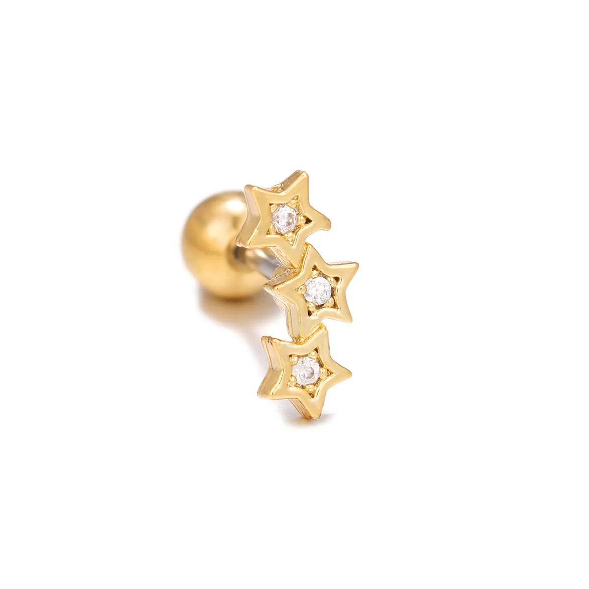 1 Piece Ig Style Simple Style Letter Star Plating Inlay Brass Zircon 18k Gold Plated White Gold Plated Ear Studs