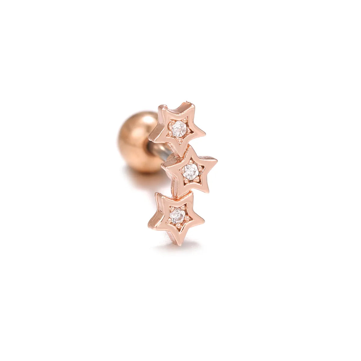 1 Piece Ig Style Simple Style Letter Star Plating Inlay Brass Zircon 18k Gold Plated White Gold Plated Ear Studs