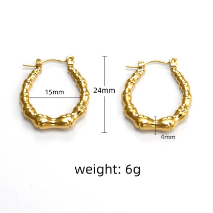 1 Piece IG Style Simple Style Round Bamboo Irregular 304 Stainless Steel 18K Gold Plated Earrings