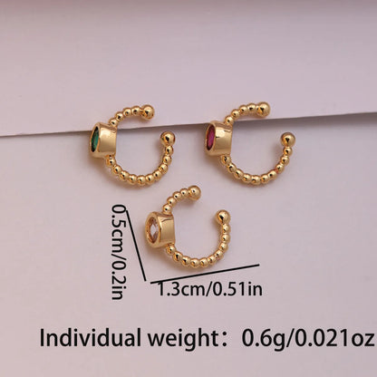 1 Piece Ig Style Simple Style Round Heart Shape Butterfly Plating Inlay Copper Zircon 18k Gold Plated Ear Cuffs