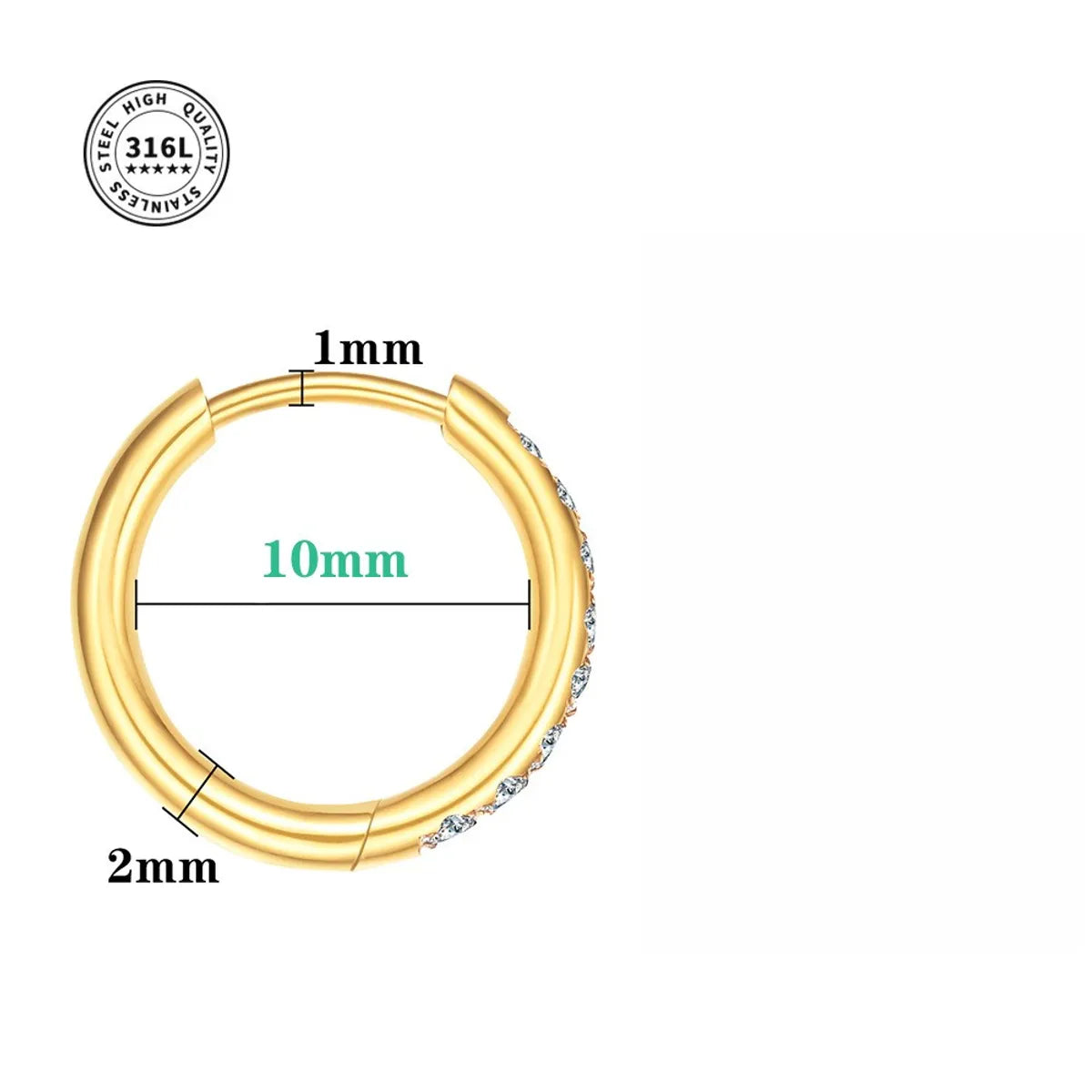 1 Piece IG Style Simple Style Round Inlay 304 Stainless Steel Earrings