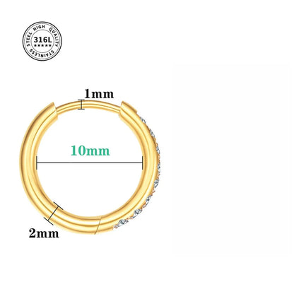 1 Piece IG Style Simple Style Round Inlay 304 Stainless Steel Earrings