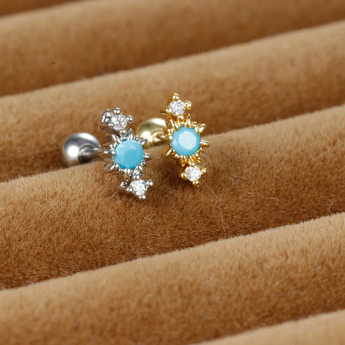 1 Piece Ig Style Simple Style Round Plating Inlay Stainless Steel Zircon Ear Studs