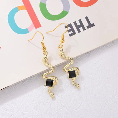 1 Piece IG Style Simple Style Snake Inlay Alloy Rhinestones Drop Earrings