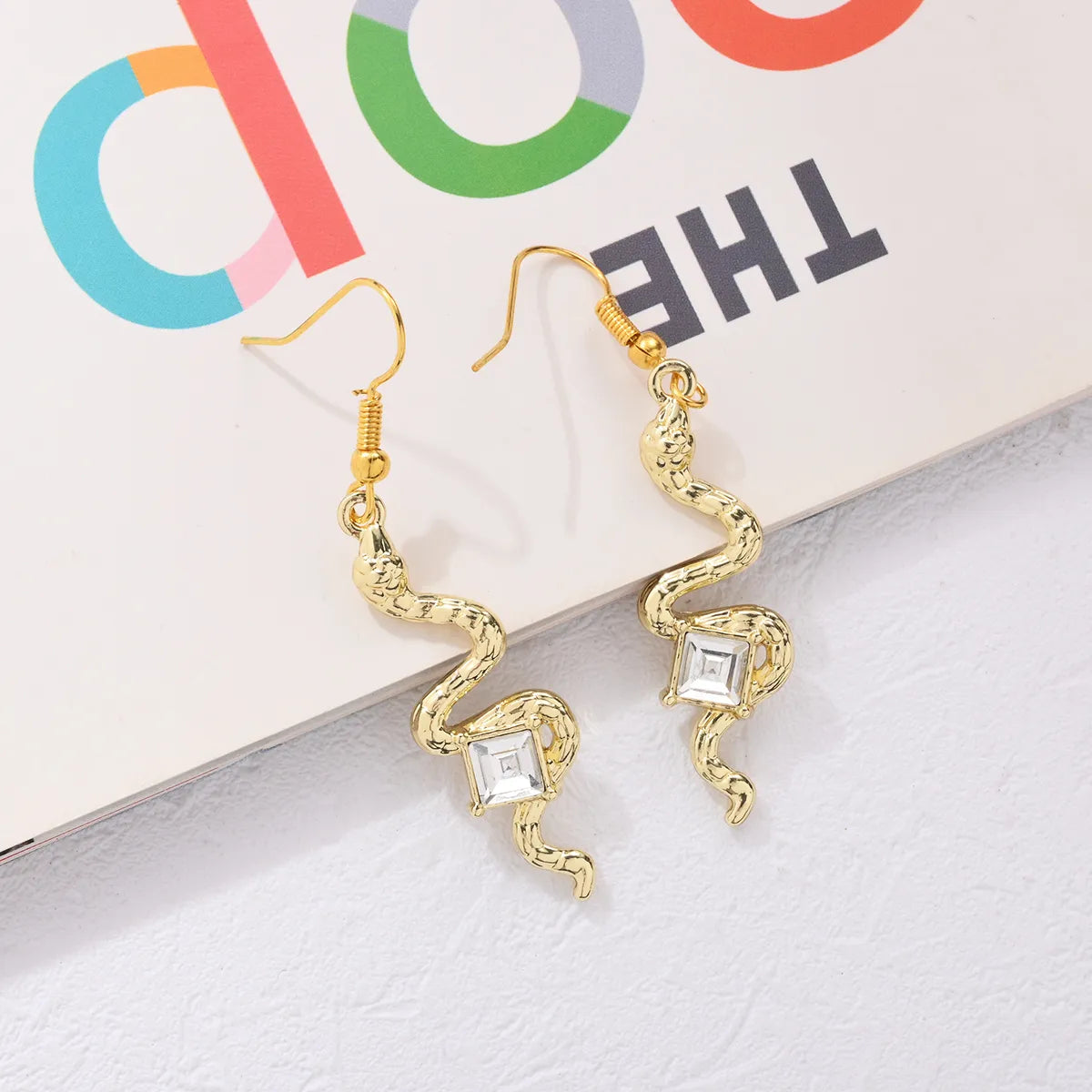 1 Piece IG Style Simple Style Snake Inlay Alloy Rhinestones Drop Earrings