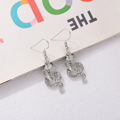 1 Piece IG Style Simple Style Snake Inlay Alloy Rhinestones Drop Earrings