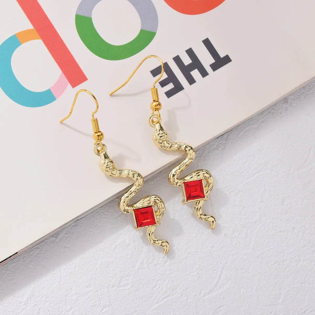 1 Piece IG Style Simple Style Snake Inlay Alloy Rhinestones Drop Earrings