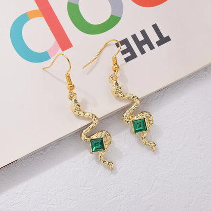 1 Piece IG Style Simple Style Snake Inlay Alloy Rhinestones Drop Earrings