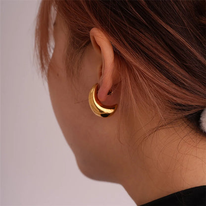 1 Piece Ig Style Simple Style Solid Color Plating Stainless Steel Gold Plated Ear Studs