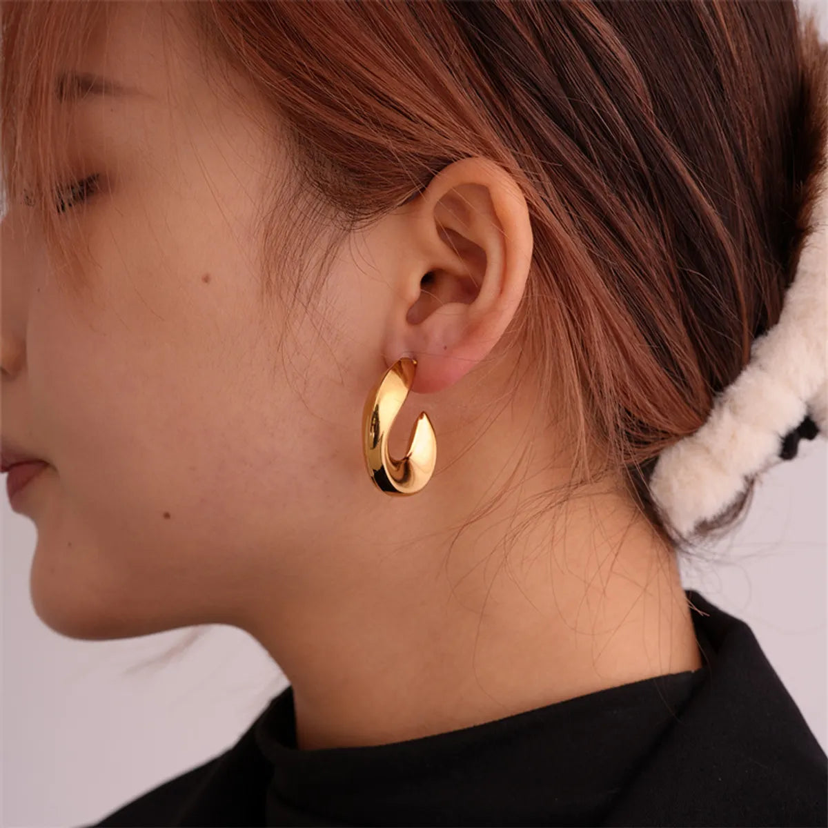 1 Piece Ig Style Simple Style Solid Color Plating Stainless Steel Gold Plated Ear Studs