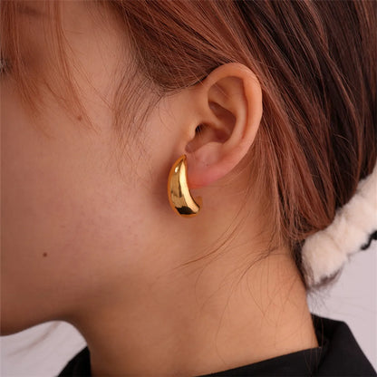 1 Piece Ig Style Simple Style Solid Color Plating Stainless Steel Gold Plated Ear Studs