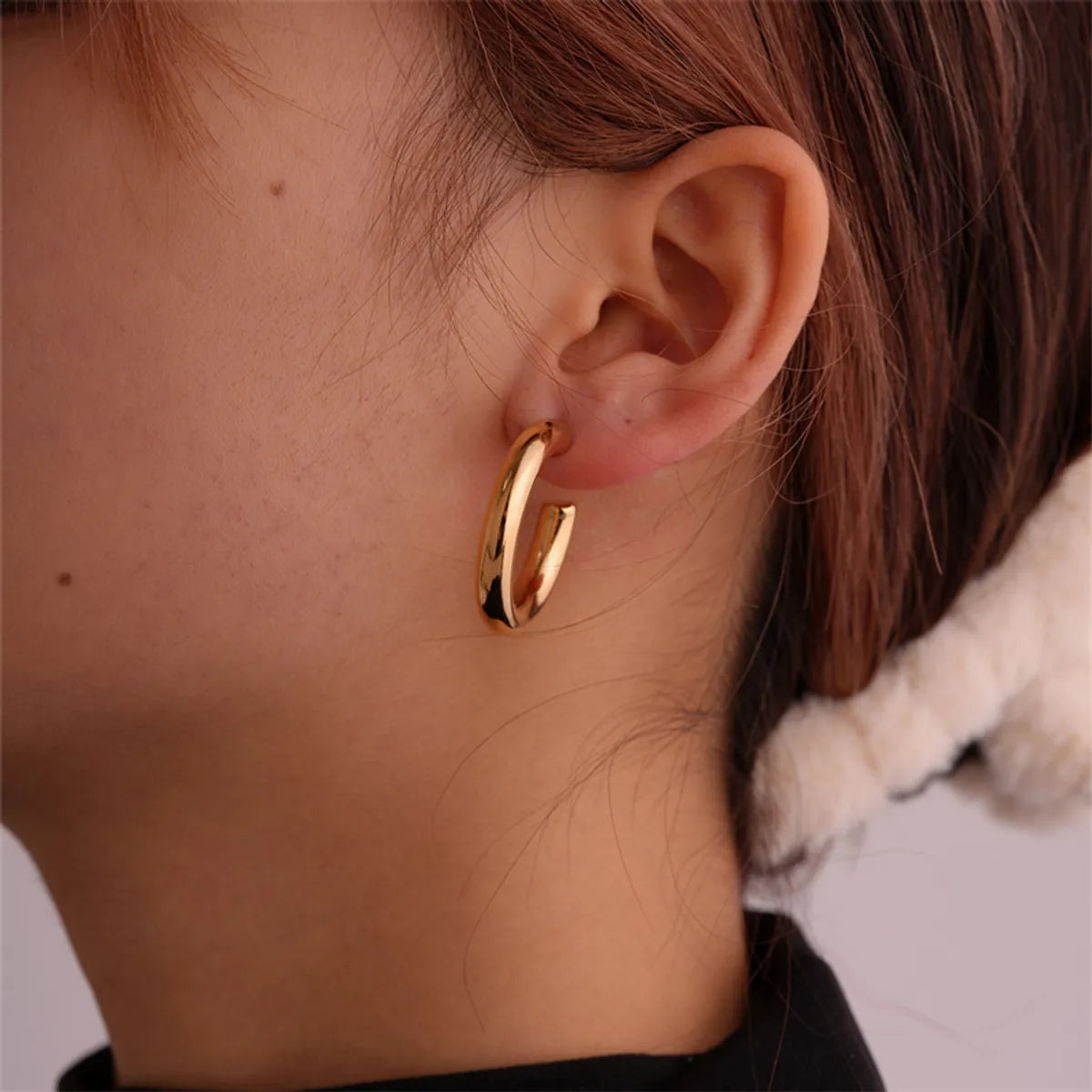 1 Piece Ig Style Simple Style Solid Color Plating Stainless Steel Gold Plated Earrings Ear Studs