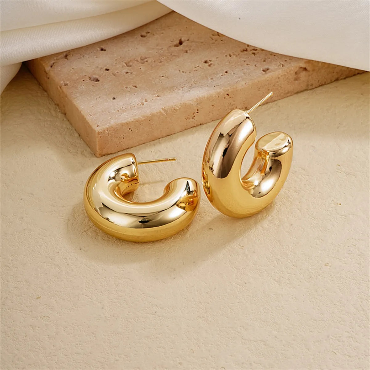 1 Piece Ig Style Simple Style Solid Color Plating Stainless Steel Gold Plated Earrings